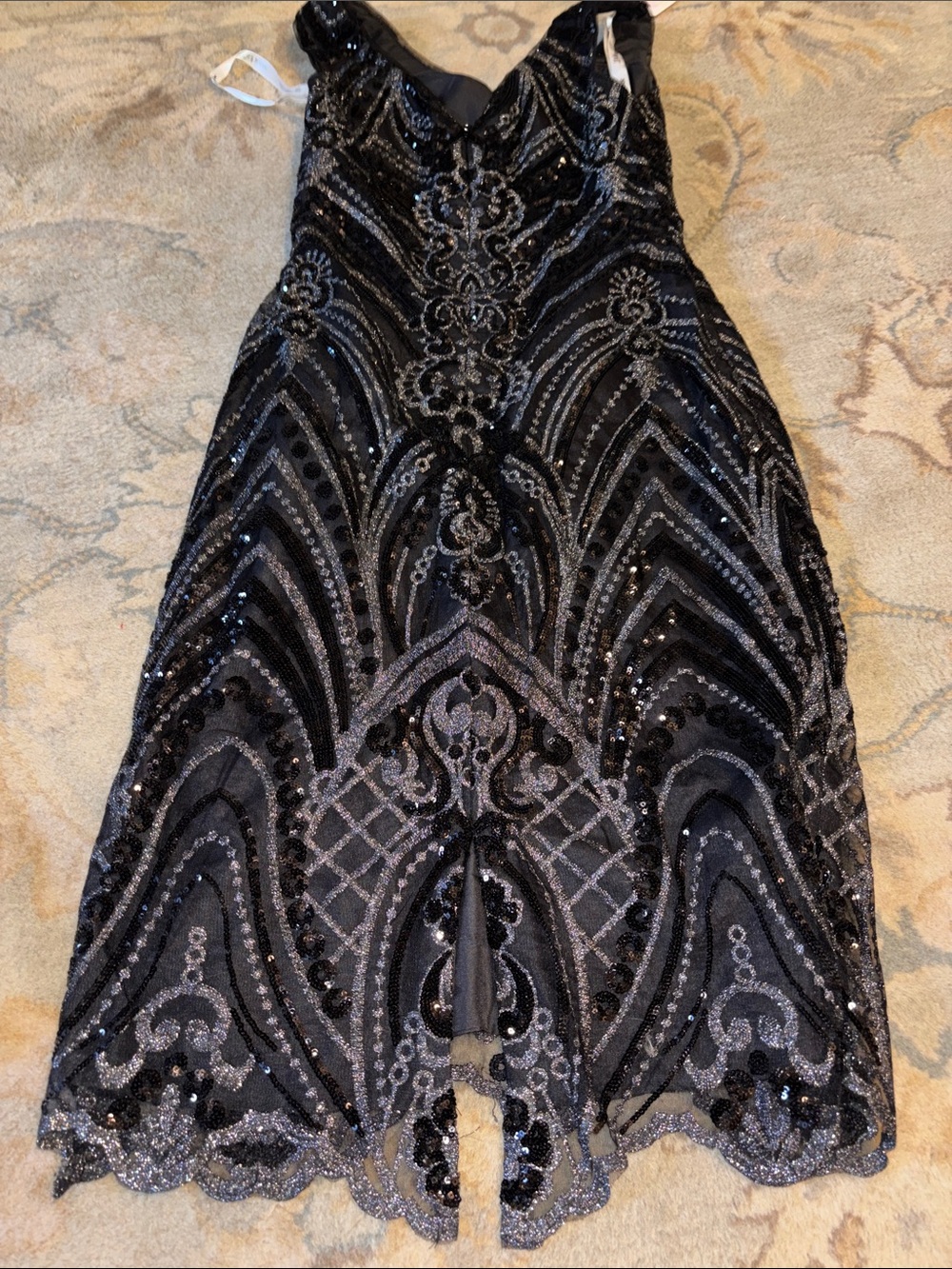 JJs House Black Beaded V-Neck Midi Dress - Picture 3 of 8
